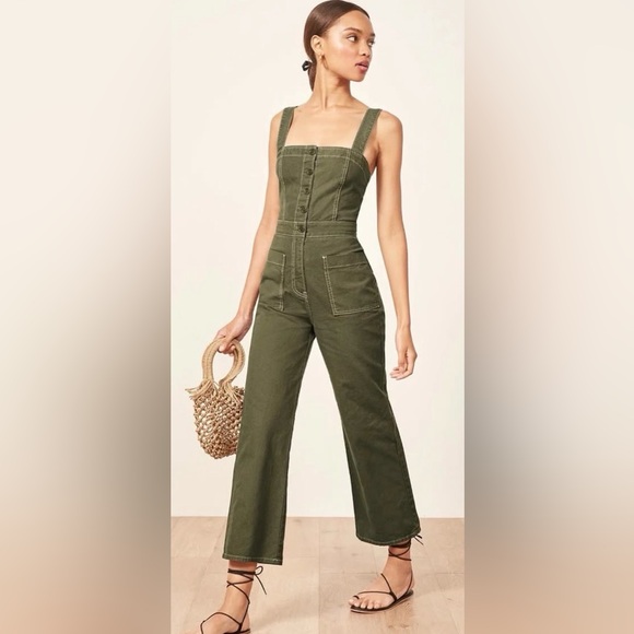 Reformation Pants - 🔥 Reformation Armory Jumpsuit Sz 10 Army Olive Green Square-Neck Grunge Y2K